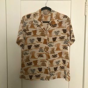 Boxy printed vintage shortsleeve button down shirt